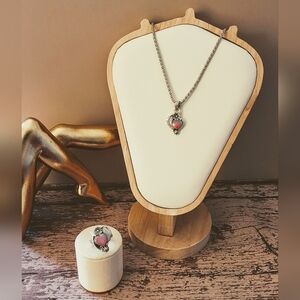 💥 Sterling Silver & Peruvian Pink Opal Jewelry Set – Timeless Elegance